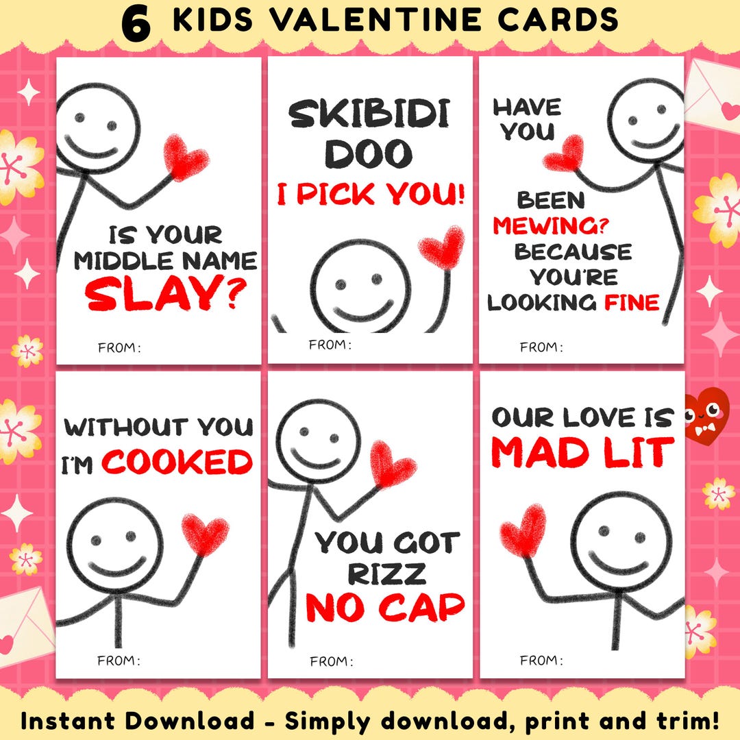 Slang Kids Valentines Day Cards - Funny Printable Tween & Teen ...