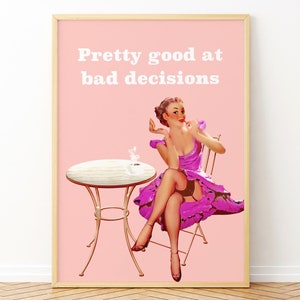 Pin Up Girl Digital Print, Retro Poster, Funny Prints, A3 Size, Custom Sizes Possible