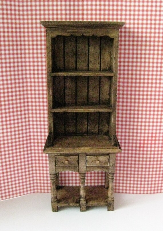 Dollhouse Narrow Kitchen Hutch Tudor Dresser Hutch Mini Etsy