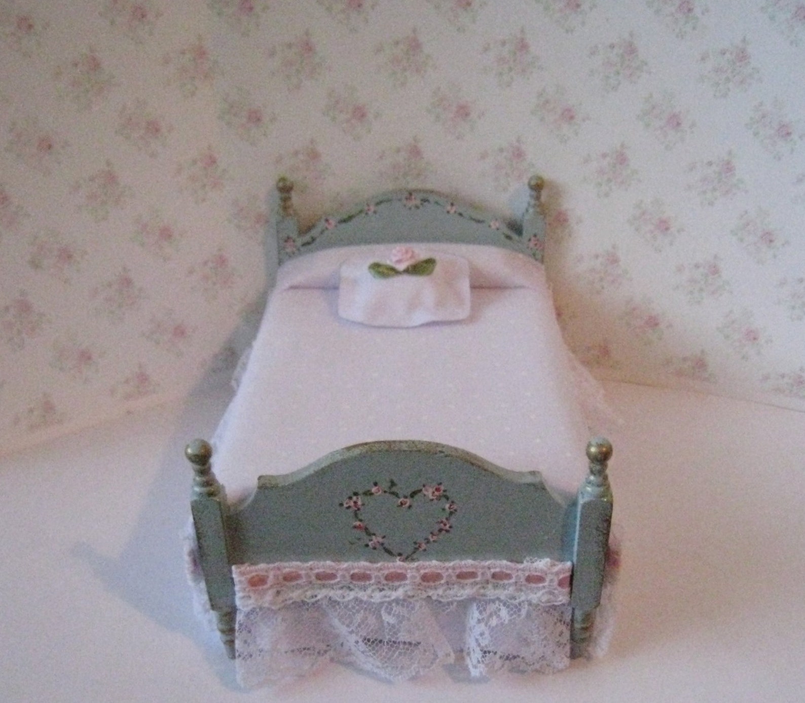 Casa de muñecas cama individual cama azul huevo de pato | Etsy