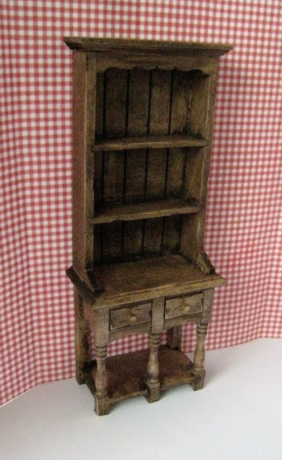 Dollhouse Narrow Kitchen Hutch Tudor Dresser Hutch Mini Etsy