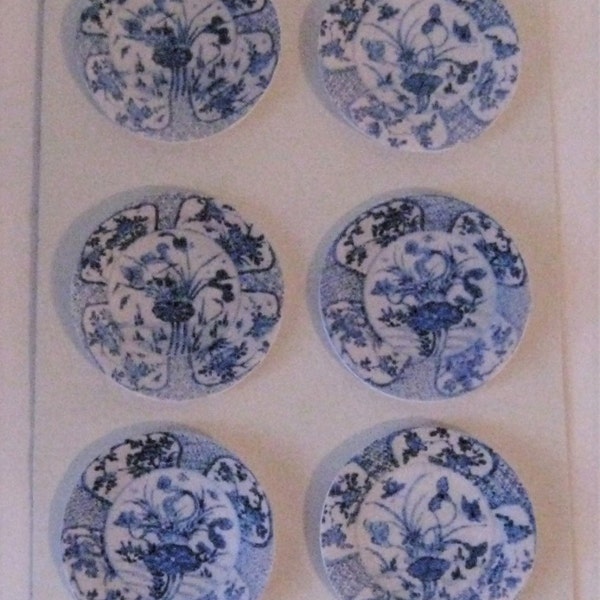 Dollhouse Plates, card , Blue and white plates,  card plates,  hand finished, twelfth scale dollhouse accessory