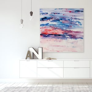 Abendrot 100x100 cm Acryl Leinwand Rosa Moderne Kunst