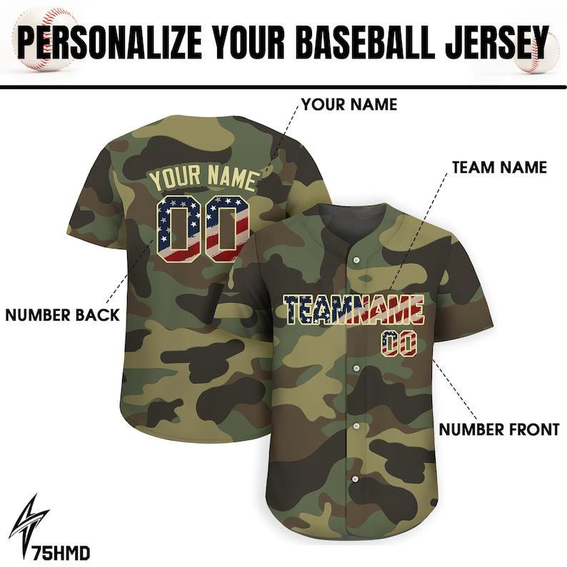 Custom Pink Purple Side Camo Style Personalization Baseball Jersey main image 0