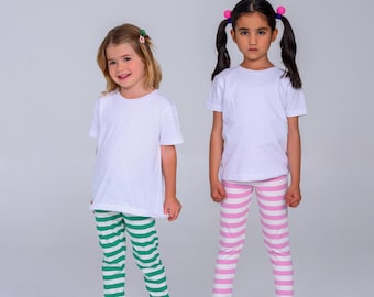 GOTS Certified Organic Cotton Baby, Toddlers and Kids Leggings: Solid & Striped