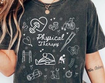 Camiseta minimalista de fisioterapia con diseño retro y colores cómodos: regalo de rehabilitación pediátrica.