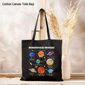Neurodiverse Universe-draagtas, Planets Universe-ontwerpcadeau voor leraar speciaal onderwijs, ADHD en autismebewustzijn, inclusiekwestie