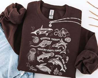 Behavior Therapy Sea Animals Ocean Sweatshirt BCBA RBT SPED, Ocean Lovers Gift
