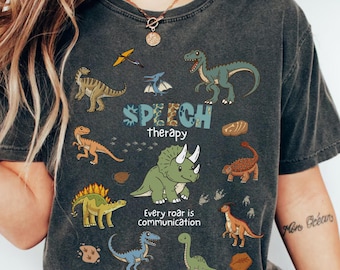 Retro Dinosaur Speech Therapy Comfort Colors T-Shirt: SLP Graduation Gift