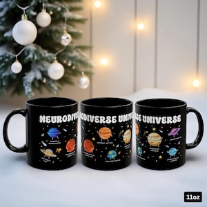 Neurodiverse Universe & Planets Mug for Sped Teacher, Psychologist, Inclusion Awareness, ADHD, Autism, Equality, Acceptance, Graduation Gift