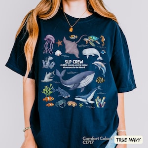 SLP Ocean Animal Comfort Colors T-Shirt: Speech Language Pathologist, SPED Teacher