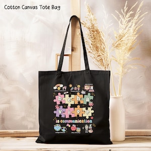 Behavior is Communication - Playful Puzzle Tote Bag, Perfect Gift for BCBA, RBT, ABA, Behavior Specialists, Teachers & Therapists