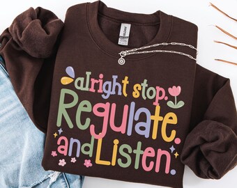 D'accord, arrêtez. Sweat-shirt pour enseignant SPEED réguler et écouter à fleurs