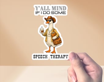 Divertida pegatina de ganso vaquero para logopedas: Humor irresistible. Regalo para logopedas.