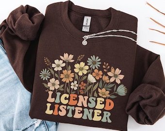 Sweat-shirt pour monitrice rétro Boho fleurs pour auditeurs agréés : cadeau pour conseillers scolaires et psychologues