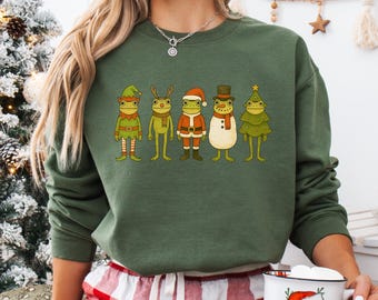 Funny Retro Frog Christmas Costume Sweatshirt Animal Lovers Xmas Holiday Gift