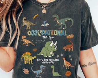 Retro Dinosaur Occupational Therapy Comfort Colors T-Shirt: OT OTA Graduation Gift
