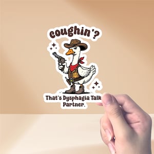 Silly Goose SLP Dysphagia Sheriff Sticker, Swallowing Disorder Humor For Speech-Language Pathologists, Medical Therapist Gift
