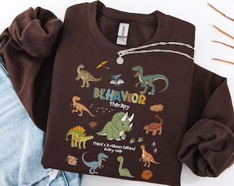 Retro Dinosaur Behavior Therapy Sweatshirt, BCBA, RBT Graduation Gift