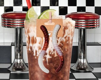 Dirty Dr. Pepper Split Gummy Worm Earrings – Resin Studs | Hypoallergenic, Fun Candy-Inspired Jewelry