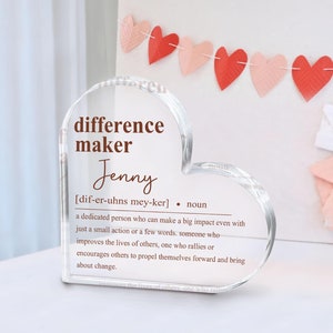 Difference Maker Plaque with Your Name, Personalized Difference Maker Definition Gift, Coworker Birthday Gift, Mentor Appreciation, Teacher