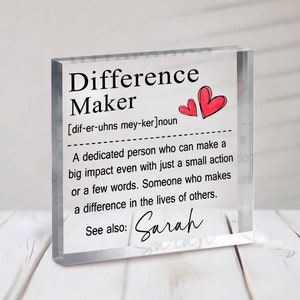Difference Maker Gift Plaque, Teacher Gifts, Retirement Gift, Employee gift, Coworker Gift, Appreciation Gift, Mentor gift, Thank You Gift