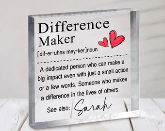 Difference Maker Gift Plaque, Teacher Gifts, Retirement Gift, Employee gift, Coworker Gift, Appreciation Gift, Mentor gift, Thank You Gift