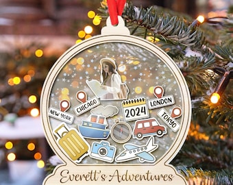 Personalized Travel Adventure Ornament, Traveling Christmas Ornament, Ornament Gift, Travel Gift, Christmas Gift, Travel Ornament, Travel