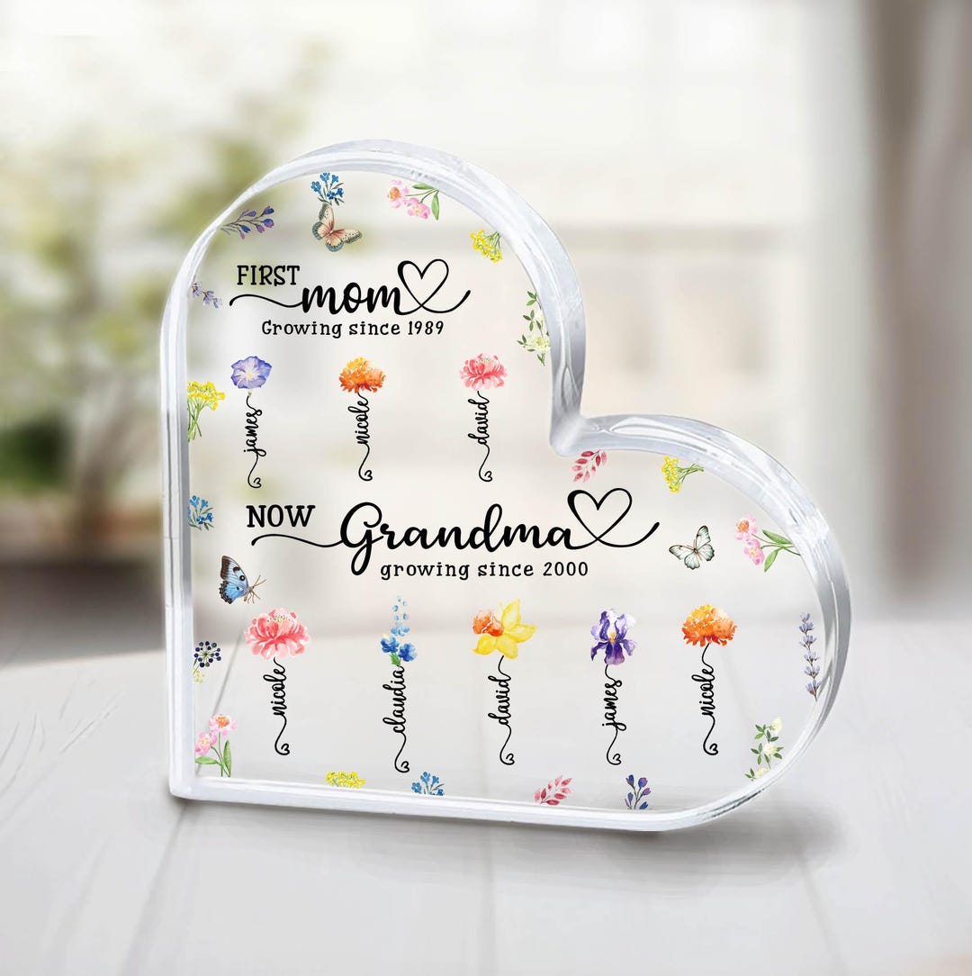 Personalized Birth Month Flowers First Mom Now Grandma Garden Heart ...