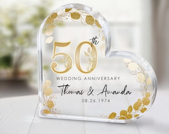 Personalized 50th Anniversary Gift, Gold Anniversary Gift, 50th Wedding Anniversary Keepsake Plaque, Gold 50th Anniversary Gift for Couple