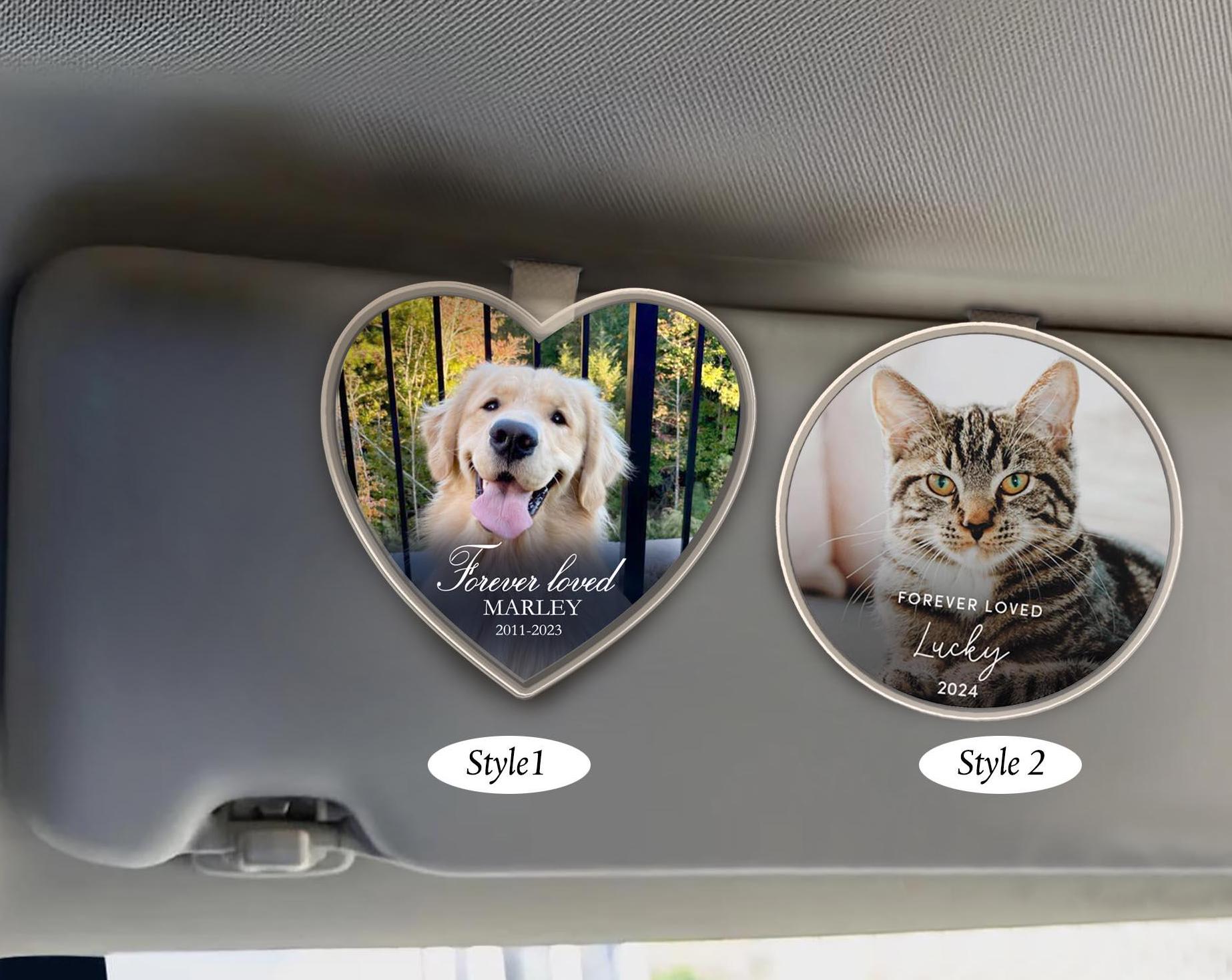 Benutzerdefinierte Fotohundegedenkmal Visierclip, personalisierte Auto Visierclip, Haustiergedenkgeschenk, Andenken Geschenke, Hundeverlustgeschenk, Katzenerinnerung