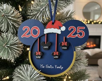 Personalized Mickey Mouse Christmas Ornament, Disney Family Ornament, Xmas Tree Decor, Holiday Decoration For Family Christmas Keepsake 2025