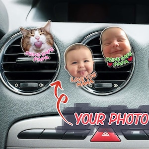 Clip de ventilation de voiture avec photo personnalisée, grimace personnalisée, cadre photo de ventilation de voiture, décoration d&#39;accessoire de voiture, cadeau pour amis, ventilation de voiture chat chien