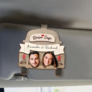 Personalized Car Visor Clip, Custom Photo Visor Clip, Drive Safe Sun Visor Picture Clip, Funny Face Couple Gifts, Boyfriend Husband Gift
