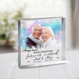 Personalized Dad Mom Acrylic Plaque Memorial Gifts, Custom Memorial Photo Plaque, Loss of Loved Mom Dad Remembrance Gifts, Table Decor