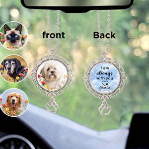 Pet Photo Angel Wings Memorial Hanging Charm, Pet Loss Rear View Mirror Memorial Keepsake, Dog Memorial Photo Ornament, Pet Remembrance Gift