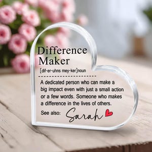 Difference Maker Definition Plaque, Mentor Appreciation Gift, Employee gift, Teacher Gift, Leader Gift Plaque, Retirement Gift For Coworker