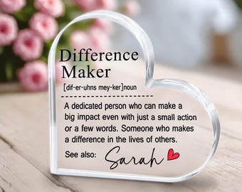 Difference Maker Definition Plaque, Mentor Appreciation Gift, Employee gift, Teacher Gift, Leader Gift Plaque, Retirement Gift For Coworker