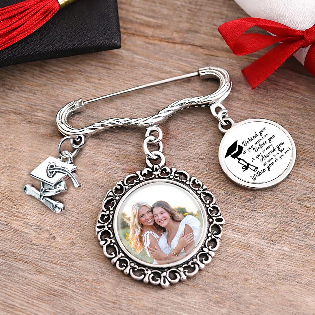 Graduation Brooches Graduation Photo Charm Pin, Custom Photo Brooch, Personalized ...