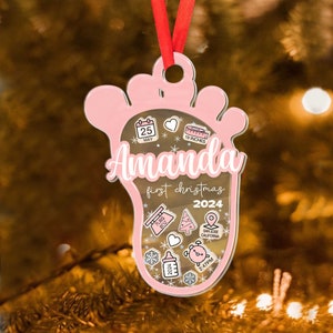 Baby&#39;s First Christmas Ornament 2024, Personalized Baby 1st Christmas Ornament, Custom New Baby , Shake Babies Ornament, Baby Shower Gift