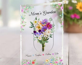 Buquê de flores de aquarela para o mês de nascimento, impressão personalizada de flores de nascimento, presente de dia das mães, presente para mãe e avó, decoração floral para casa