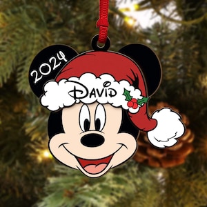 Personalisierte Micky Maus Ornament, Mickey Ornament, Disney Weihnachtsbaum Dekoration Geschenke, Custom Name Ornament Geschenk für Kinder