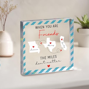 Bester Freund Geschenk, Freundschaftsgeschenk, Fern Bestie Geschenk, Zustand zu Zustand personalisierte Geburtstagsgeschenk, Miles Don't Matter Umzug Geschenk
