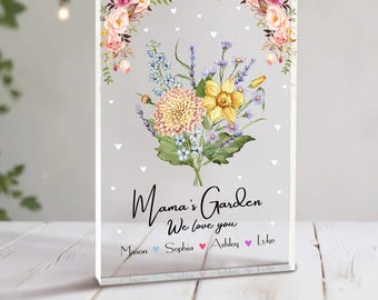 Buquê de flores de nascimento personalizado para a família, presente de flores de nascimento personalizado, presente de dia das mães, presente de aniversário para a vovó, decoração de jardim para a casa da vovó