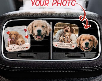 Personalisierte Auto Air Vent Clip, kundenspezifische personalisierte Acryl Katze Hund Auto Vent Clip Dekoration, hängendes Auto Polaroid kundenspezifisches Geschenk für Freund