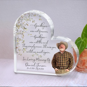 Goodbyes are not forever memorial gift, In Loving Memory Gift, Personalized Dad Photo Memorial keepsake, sympathy Plaque, Loss Of Loved One