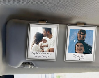 Personalized Car Visor Clip, Photo Car Vent Clip, Custom Family Portrait Sun Visor Clip, Boyfriend Car Decor, Husband Gifts, Gift For Him