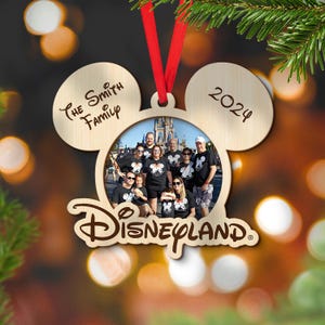 Disney Christmas Ornament, Personalized Disney Trip Christmas Ornament, Custom Photo and Name Mickey and Friends Family Vacation 2024