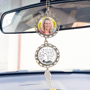 Custom Photo Car Charms With wings, Memorial Car Charm, Rearview Mirror Charm, In Loving Memory Ornament for Loss, Memorial Gift