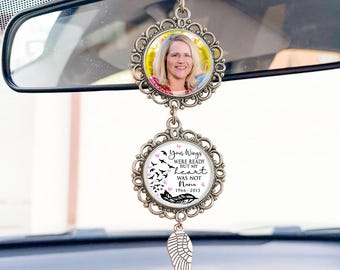 Custom Photo Car Charms With wings, Memorial Car Charm, Rearview Mirror Charm, In Loving Memory Ornament for Loss, Memorial Gift